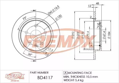 Тормозной диск (FREMAX: BD-4117)