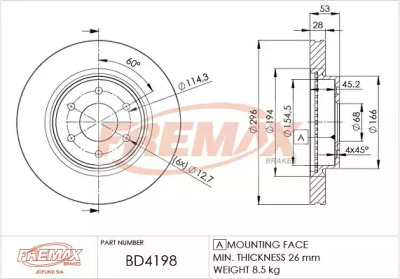 Тормозной диск (FREMAX: BD-4198)