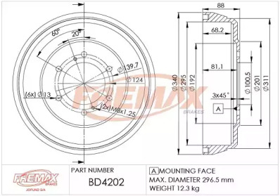 Тормозный барабан (FREMAX: BD-4202)