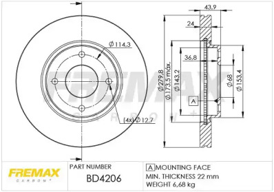 Тормозной диск (FREMAX: BD-4206)