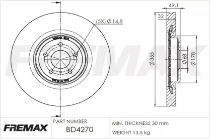 Тормозной диск (FREMAX: BD-4270)