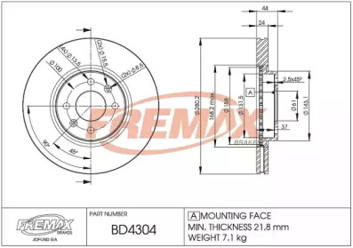 Тормозной диск (FREMAX: BD-4304)