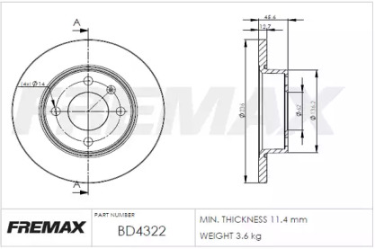 Тормозной диск (FREMAX: BD-4322)