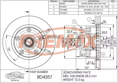 Тормозной диск (FREMAX: BD-4357)