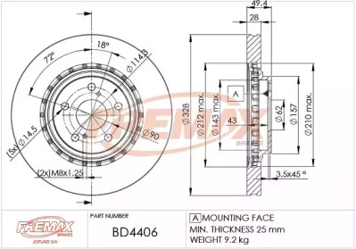 Тормозной диск (FREMAX: BD-4406)