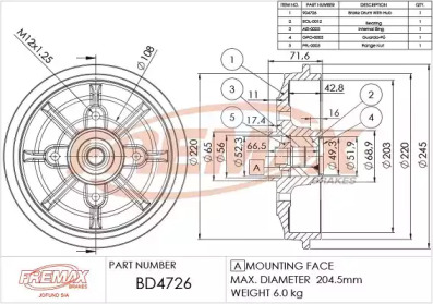 Тормозный барабан (FREMAX: BD-4726)