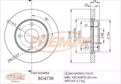 Тормозной диск (FREMAX: BD-4738)