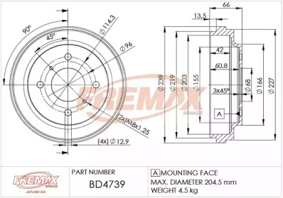 Тормозный барабан (FREMAX: BD-4739)