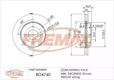 Тормозной диск (FREMAX: BD-4740)