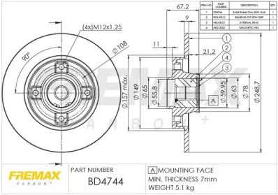 Тормозной диск (FREMAX: BD-4744)