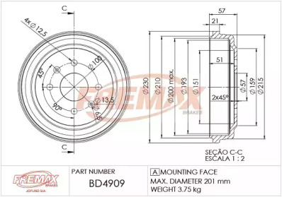 Тормозный барабан (FREMAX: BD-4909)