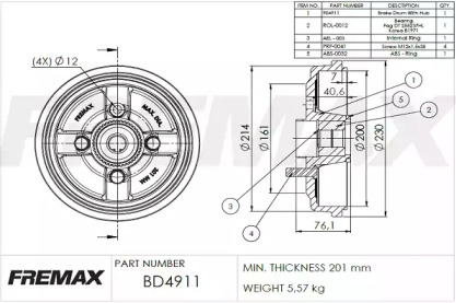 Тормозный барабан (FREMAX: BD-4911)