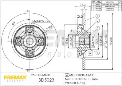 Тормозной диск (FREMAX: BD-5023)