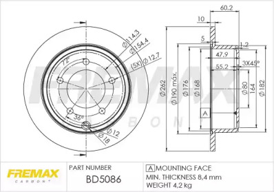 Тормозной диск (FREMAX: BD-5086)