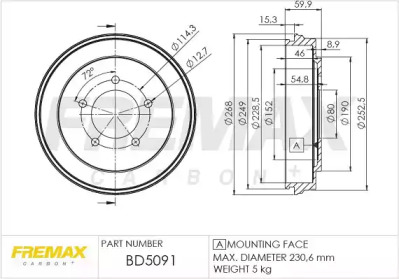 Тормозный барабан (FREMAX: BD-5091)