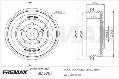 Тормозный барабан (FREMAX: BD-5981)