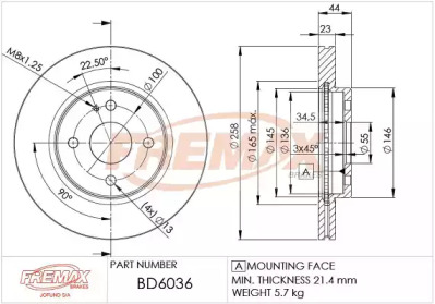 Тормозной диск (FREMAX: BD-6036)