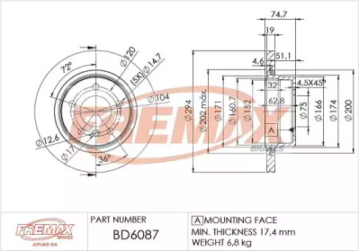 Тормозной диск (FREMAX: BD-6087)