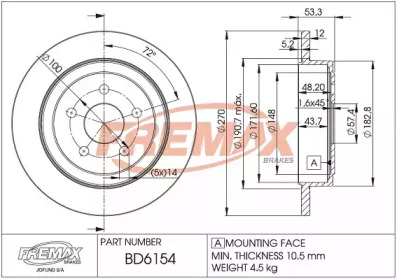 Тормозной диск (FREMAX: BD-6154)