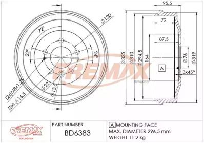 Тормозный барабан (FREMAX: BD-6383)