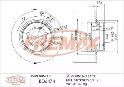 Тормозной диск (FREMAX: BD-6474)