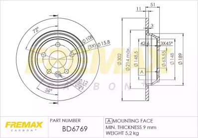 Тормозной диск (FREMAX: BD-6769)