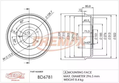 Тормозный барабан (FREMAX: BD-6781)