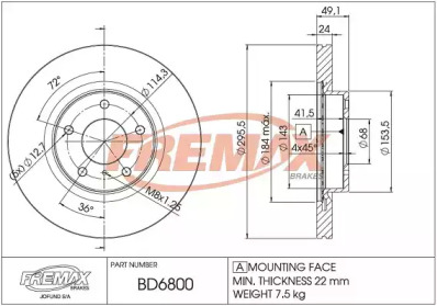 Тормозной диск (FREMAX: BD-6800)