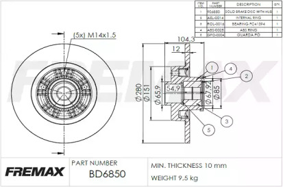 Тормозной диск (FREMAX: BD-6850)