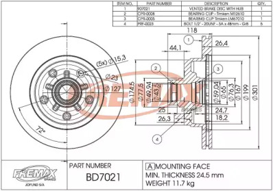 Тормозной диск (FREMAX: BD-7021)