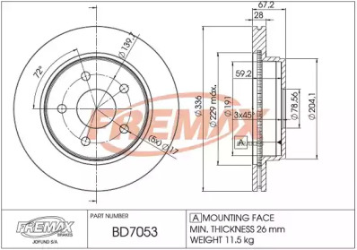 Тормозной диск (FREMAX: BD-7053)