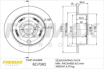 Тормозной диск (FREMAX: BD-7082)