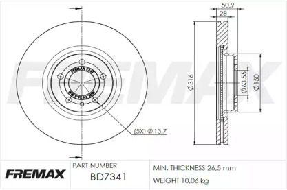 Тормозной диск (FREMAX: BD-7341)