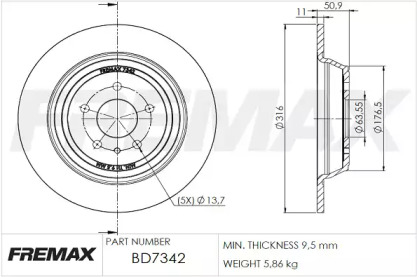 Тормозной диск (FREMAX: BD-7342)