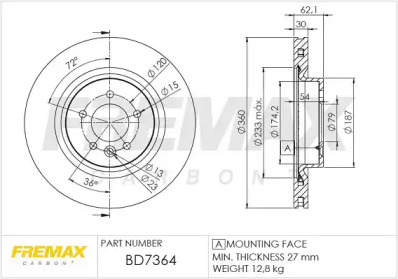 Тормозной диск (FREMAX: BD-7364)