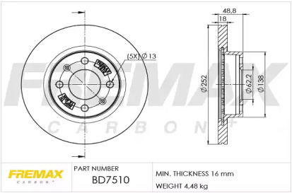 Тормозной диск (FREMAX: BD-7510)