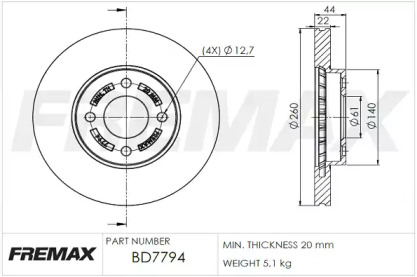 Тормозной диск (FREMAX: BD-7794)