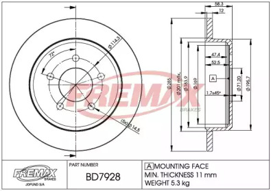 Тормозной диск (FREMAX: BD-7928)