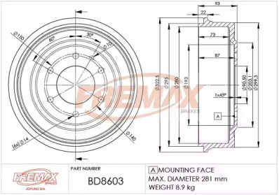 Тормозный барабан (FREMAX: BD-8603)