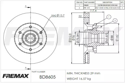 Тормозной диск (FREMAX: BD-8605)