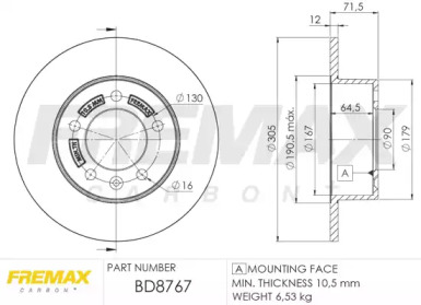 Тормозной диск (FREMAX: BD-8767)