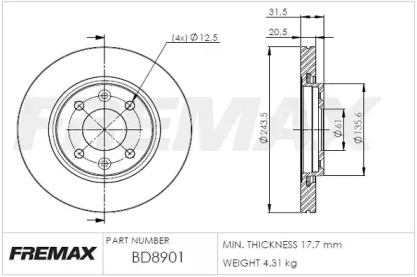 Тормозной диск (FREMAX: BD-8901)