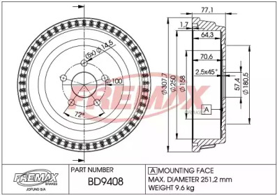 Тормозный барабан (FREMAX: BD-9408)