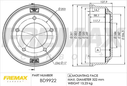 Тормозный барабан (FREMAX: BD-9922)