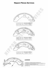 Комлект тормозных накладок (NPS: H350I02)