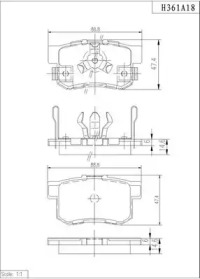 Комплект тормозных колодок (NPS: H361A18)