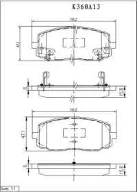 Комплект тормозных колодок (NPS: K360A13)