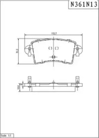 Комплект тормозных колодок (NPS: N361N13)