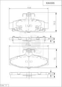 Комплект тормозных колодок (NPS: S361G01)