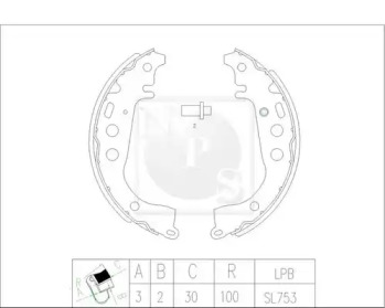 Комлект тормозных накладок (NPS: T350A14)